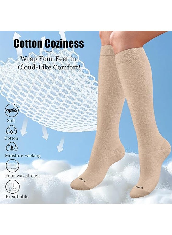 3 Pairs Compression Socks for Women&Men Cotton Elastic Knee High Socks Travel Hiking Running Stocking - Image 2